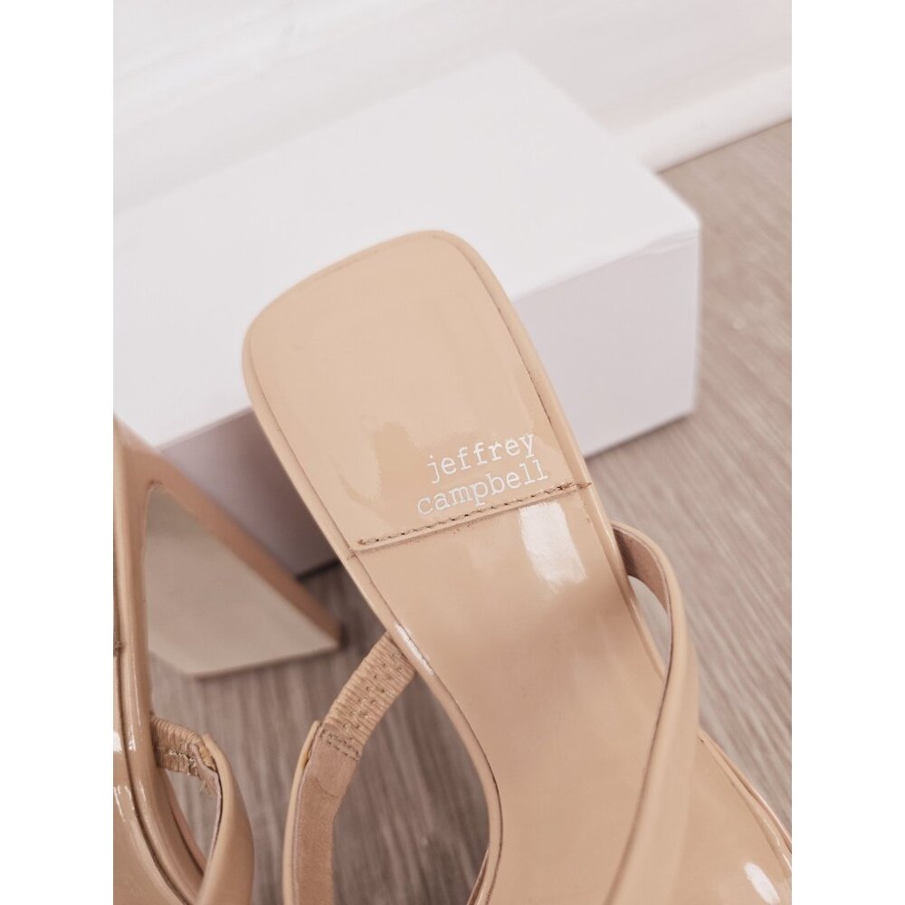 Jeffrey Campbell Hustler Platform Sandal Heels Shoes 8 Nude 90s Y2K Square Toe - Picture 5 of 12